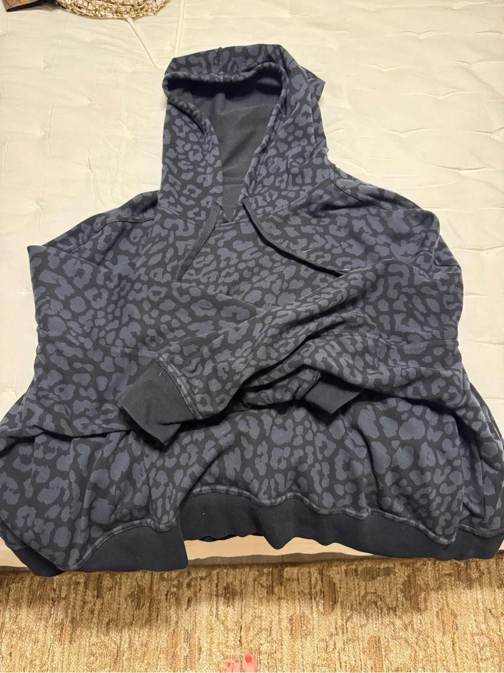 Nike Women's Black & Dark Gray Leopard Hoodie